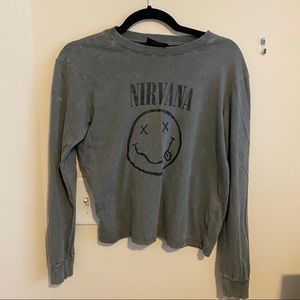 Cotton On Nirvana cropped long sleeve tee shirt